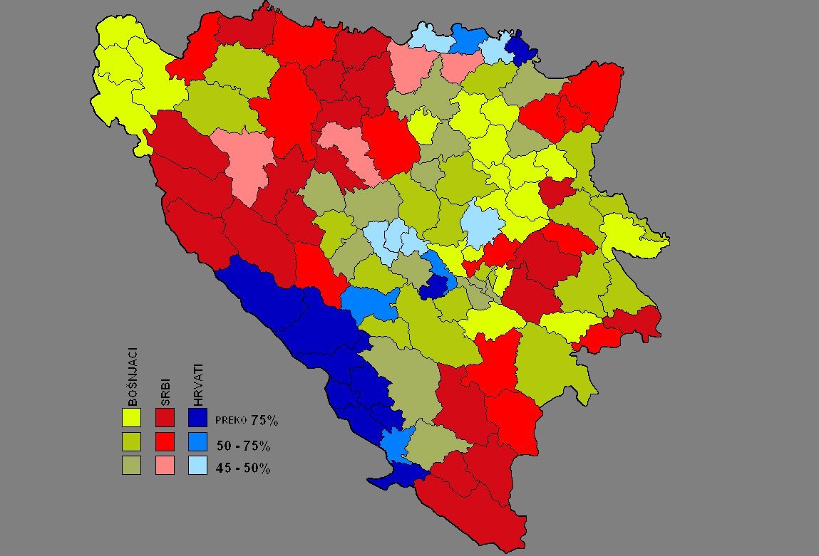 etnička karta bih Pronađena etnička karta BiH u kojoj Bošnjaci nisu ucrtani zelenom  etnička karta bih